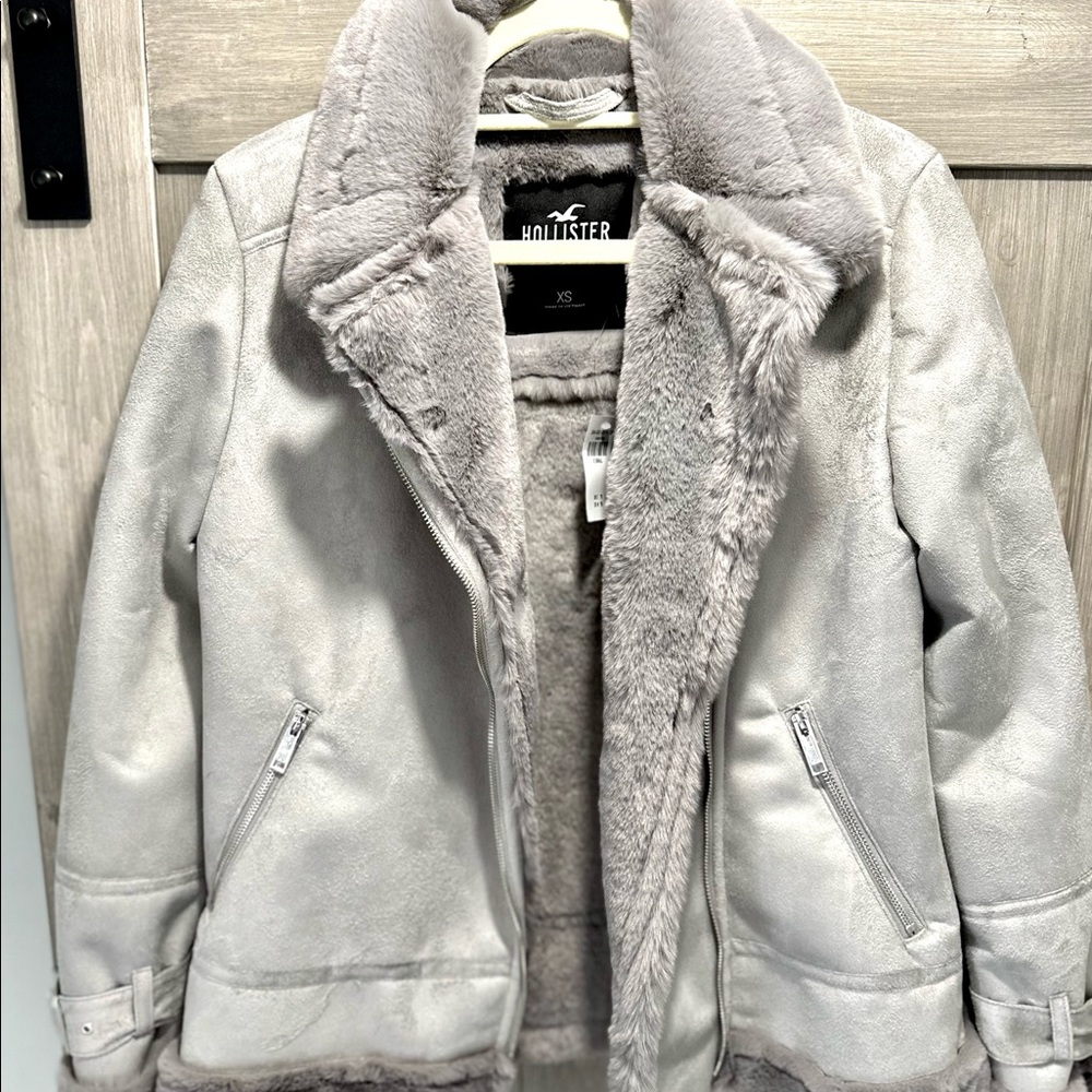 Women's Hollister Shearling Biker Jacket | Gray | XS | NWT